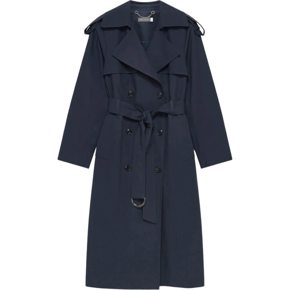 Mint Velvet Washed Navy Trench Coat